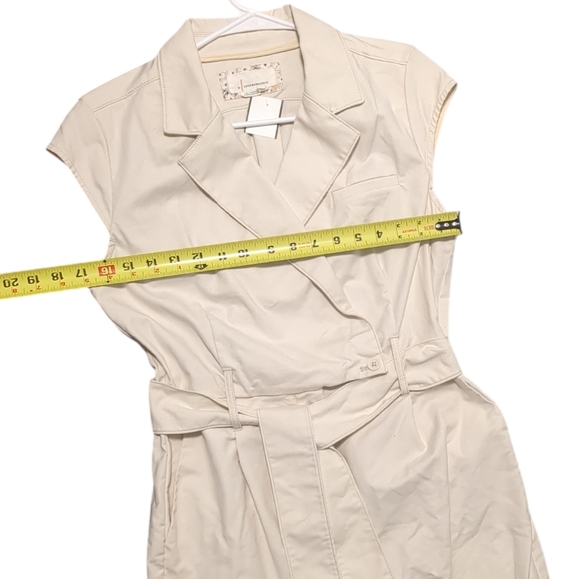 Anthropologie Beige Tie Waist Cap Sleeve Jumpsuit Women's Size 8 - Picture 7 of 12